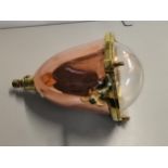 A copper and brass ships light with convex glass shade Location: 9:6