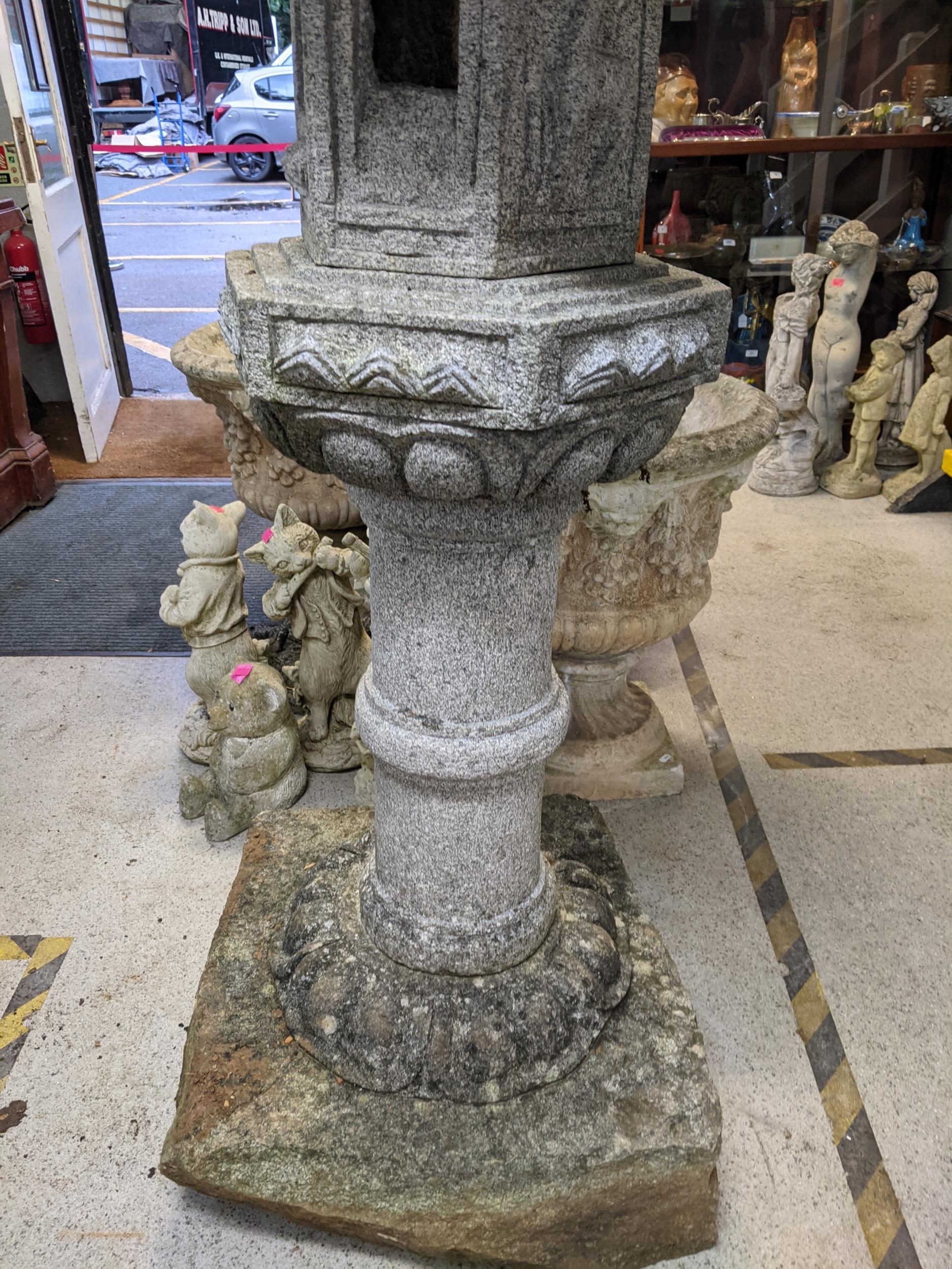 A granite coloured carved stone Japanese Kasuga lantern, 177.5 high - Image 4 of 4