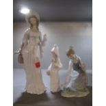 Three Lladro figures of females A/F