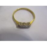 A 9ct gold and three diamond ring, 1.8g total weight