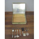 A selection of silver and silver plated items to include a Queen Victoria commemorative vulcanite