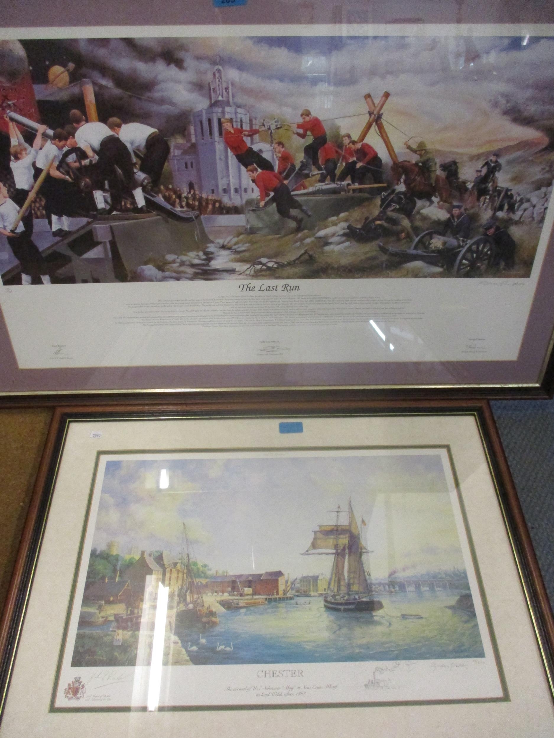 Two signed prints, one of Chester harbour in 1868 and one of The Last Run in 1899 Location: RWM