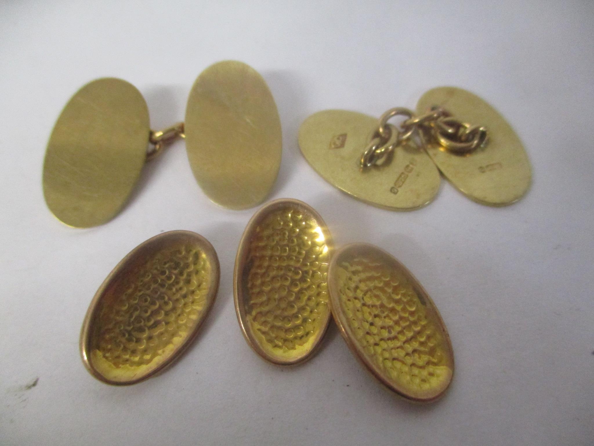 Mixed 9ct gold jewellery to include a pair of cufflinks 9.5g
