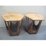 A pair of 1960s G-Plan teak octagonal coffee tables 44.5cm h x 40.5cm w