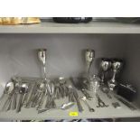 Mixed silver and silver plate and other flatware to include a Victorian silver vesta case,