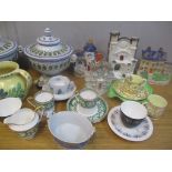 English and Continental ceramics to include Staffordshire flatbacks, a Dutch Delft dish, Carlton