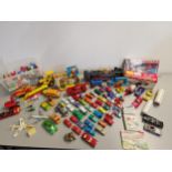 A large collection of Diecast and other vehicles to include Dinky, Corgi, Matchbox, Majorette,