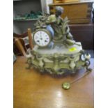 A late 19th century French gilt metal and onyx mantel clock fitted with a count wheel striking