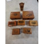 Eight Mauchline ware boxes Location: