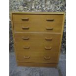 A mid 20th century retro G-Plan E-Gomme light ok chest of five graduating drawers, 97.5cm h x 76.5cm