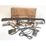 Early 20th century leather belts and horse riding harness belts signed to the waist belt T J