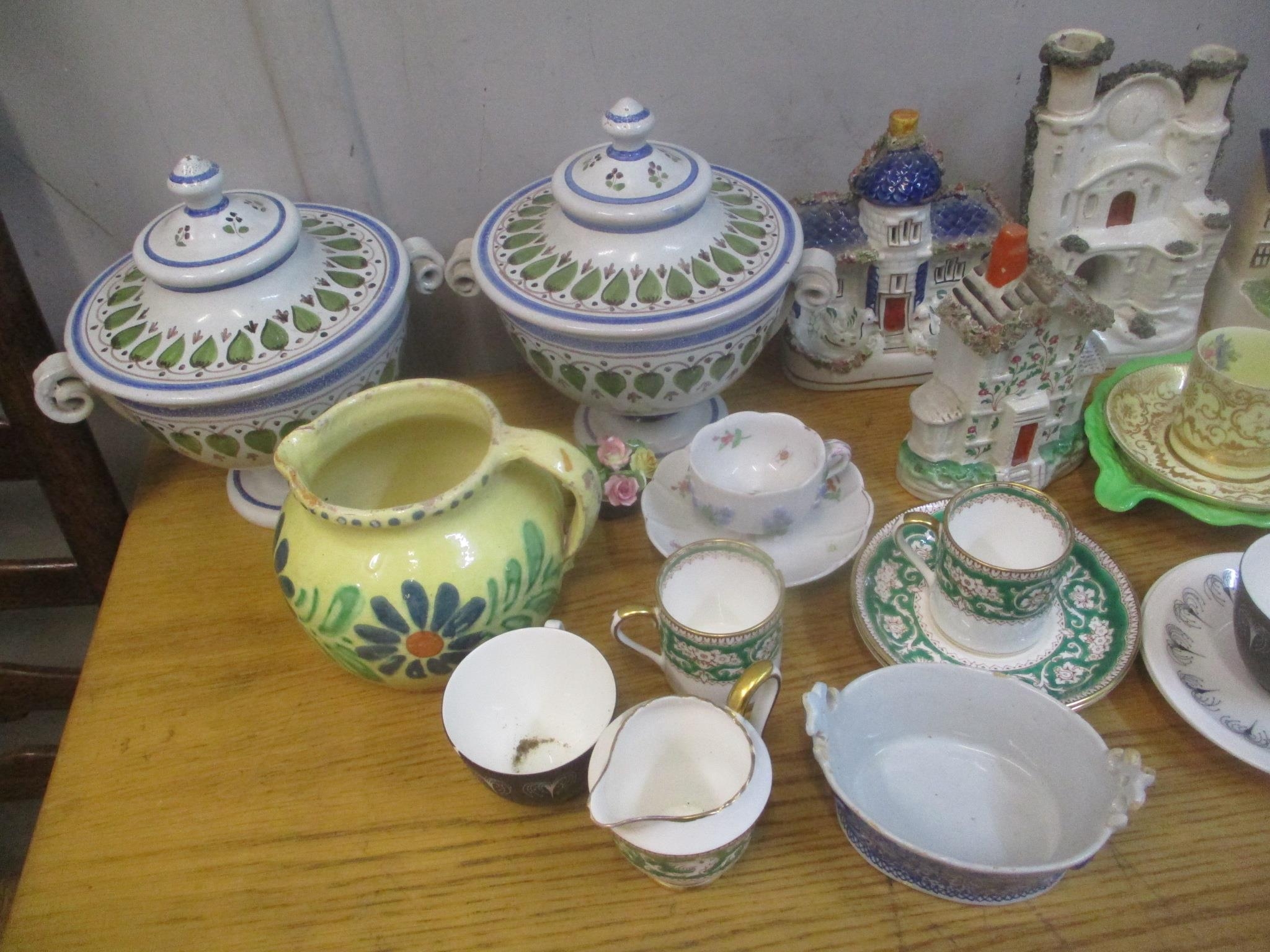 English and Continental ceramics to include Staffordshire flatbacks, a Dutch Delft dish, Carlton - Bild 2 aus 2