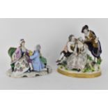 A Ludwigsburg porcelain group, man playing lute to a seated couple together with a porcelain group