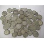 A collection of pre 1947 silver coins to include four half crowns, thirty florins and one