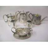 Mixed silver plate to include a Victorian engraved teapot