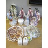 Collectables to include Danbury Mint figures, a Nadal figure, Royal Doulton Mystic Dawn vases and