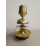 An early 20th century brass match striker/counter bell, 21cm high Location: 8:1