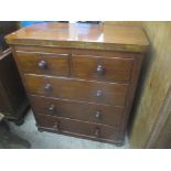 A Victorian mahogany chest of two short and three long drawers, 105 g x 95.5w