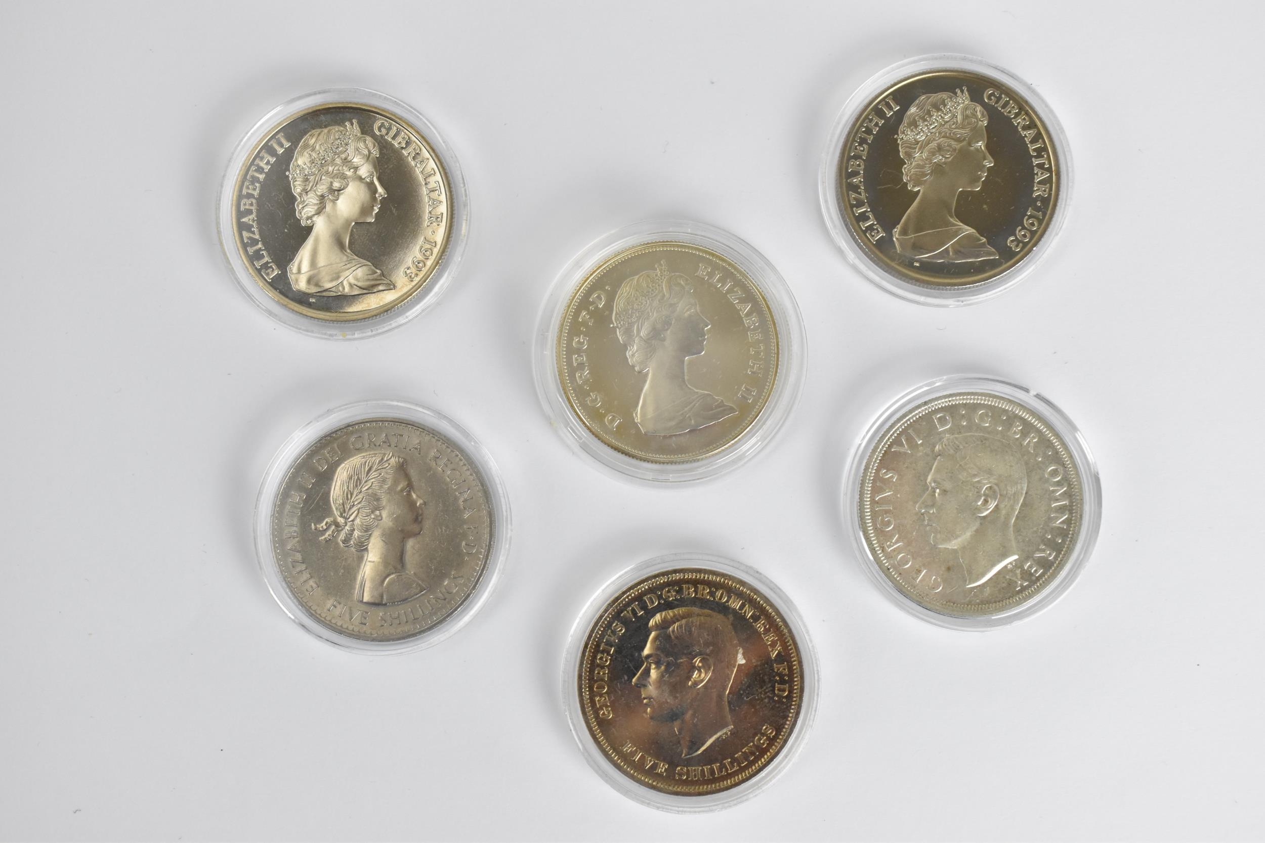 A group of six proof like crowns to include a silver 1980 Queen Mother 80th Birthday crown, 1937 - Image 2 of 2