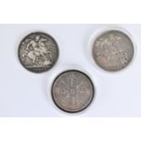 Late Victorian coinage to include a 1887 double Florin together with two 1889 Queen Victoria crowns