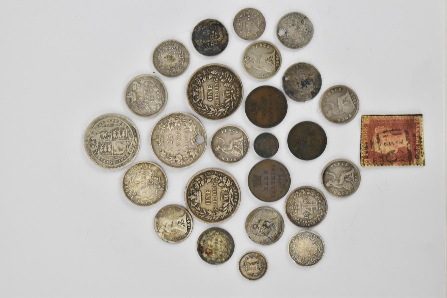 A selection of silver Victorian coinage to include early and later shillings, fourpence, 1838 silver - Image 4 of 6