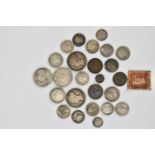 A selection of silver Victorian coinage to include early and later shillings, fourpence, 1838 silver