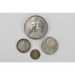 Queen Victoria 1837-1901, Jubilee year 1887 crown, florin, shilling, and threepence