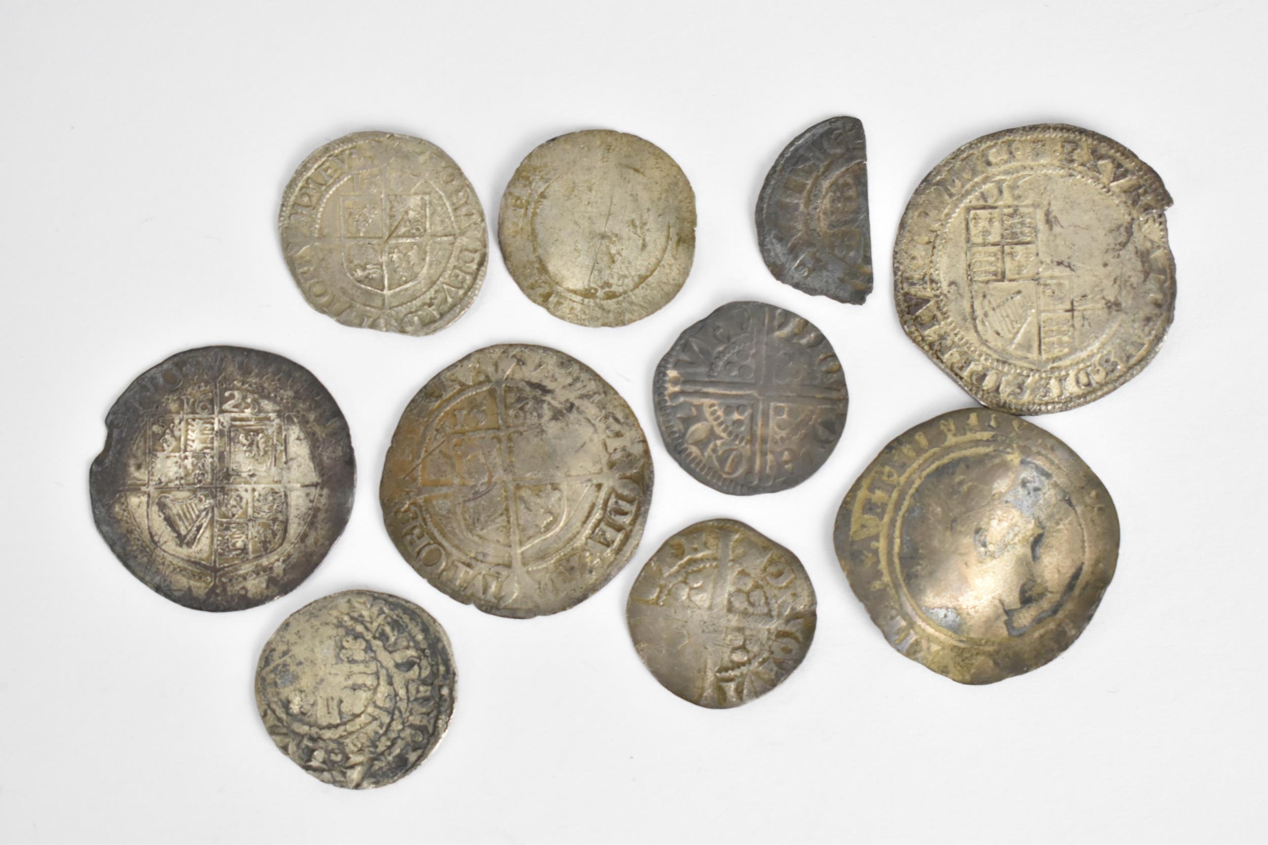 Ten hammered coins of The Kingdom of England to include a cut 1/2 short cross penny of King Henry