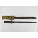 A British WWI pattern 1907 bayonet, made by Sanderson of Sheffield in 1918, single edge blade with