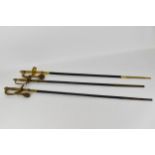 A group of three 20th century British Court swords to include a Hoare & Co, Jermyn St, London SW