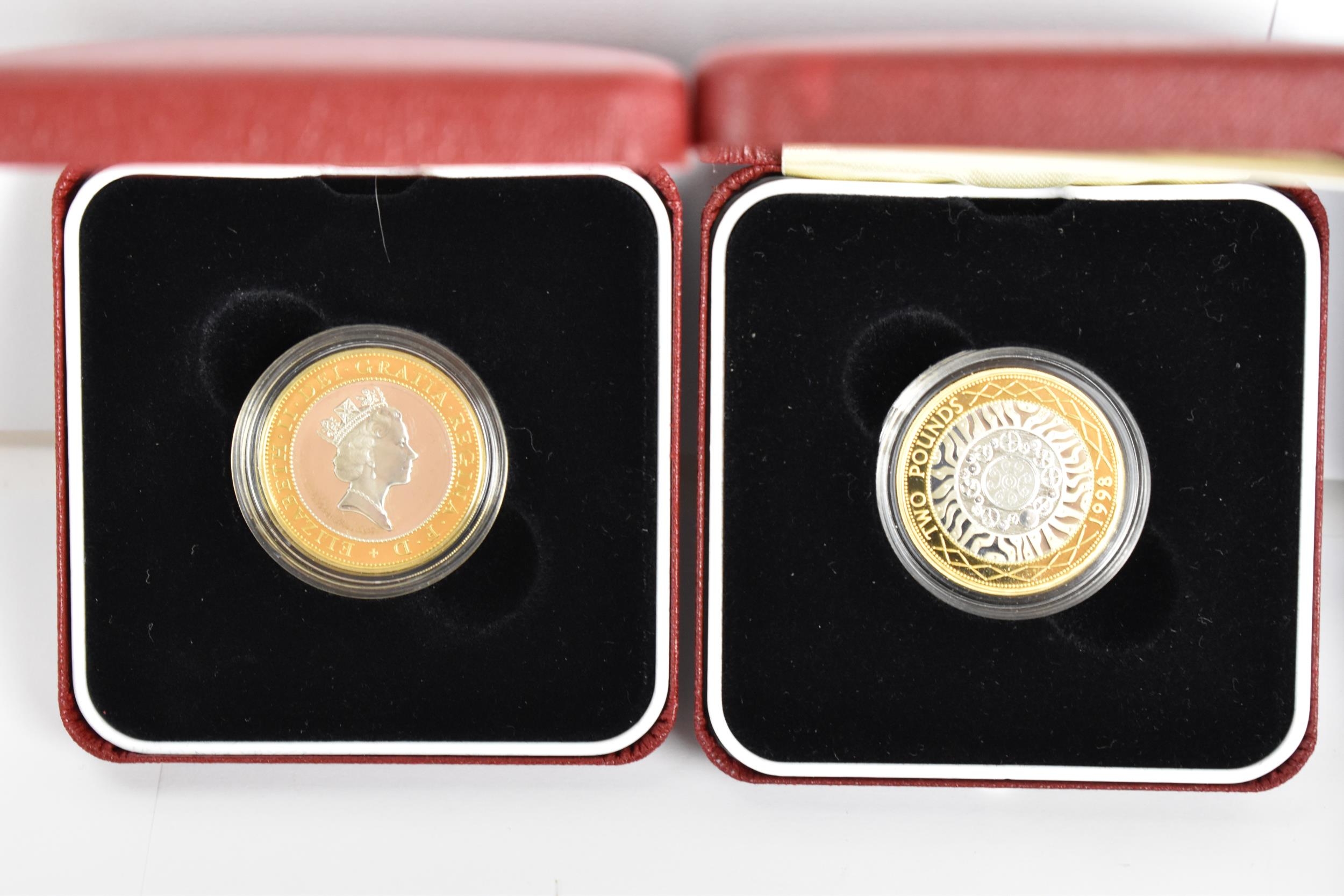 A collection of 6 Royal Mint silver proof Two-Pound coins to include the 1997 and 1998 silver - Image 2 of 4