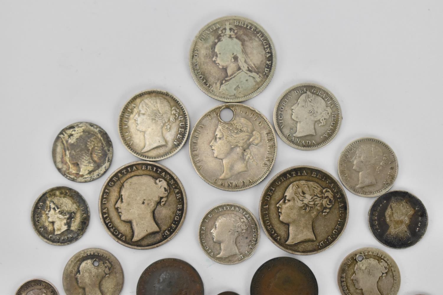 A selection of silver Victorian coinage to include early and later shillings, fourpence, 1838 silver - Image 2 of 6