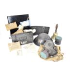 Air Raid Precautions - a group of ARP items to include a black metal First Aid box containing