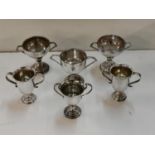 Six 20th century silver trophy cups, 251g Location: port