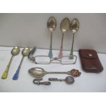 Silver and enamel spoon, glasses, spoon, and two tie clip Location: CAB