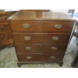 A 19th century oak chest of four long drawers on bracket feet, 102cm h x 93cm w