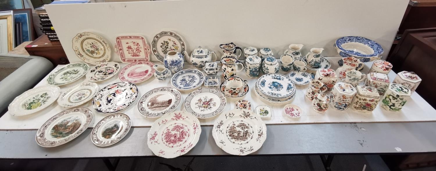 A large mixed collection of Masons Ironstone china with various patterns. Location 9:6