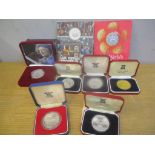 Eight silver collectors coins to include Guernsey, commemorative, World Cup, Isle of Man £5, Jubilee