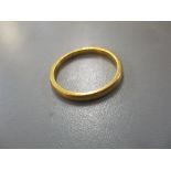 A 22ct yellow gold wedding band, weight 2.2g Location: CAB