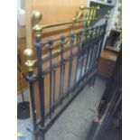 A Victorian cast metal and brass bed frame, 150.5cm h x 153cm w