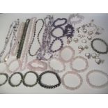 A selection of costume jewellery to include amethyst silver set jewellery