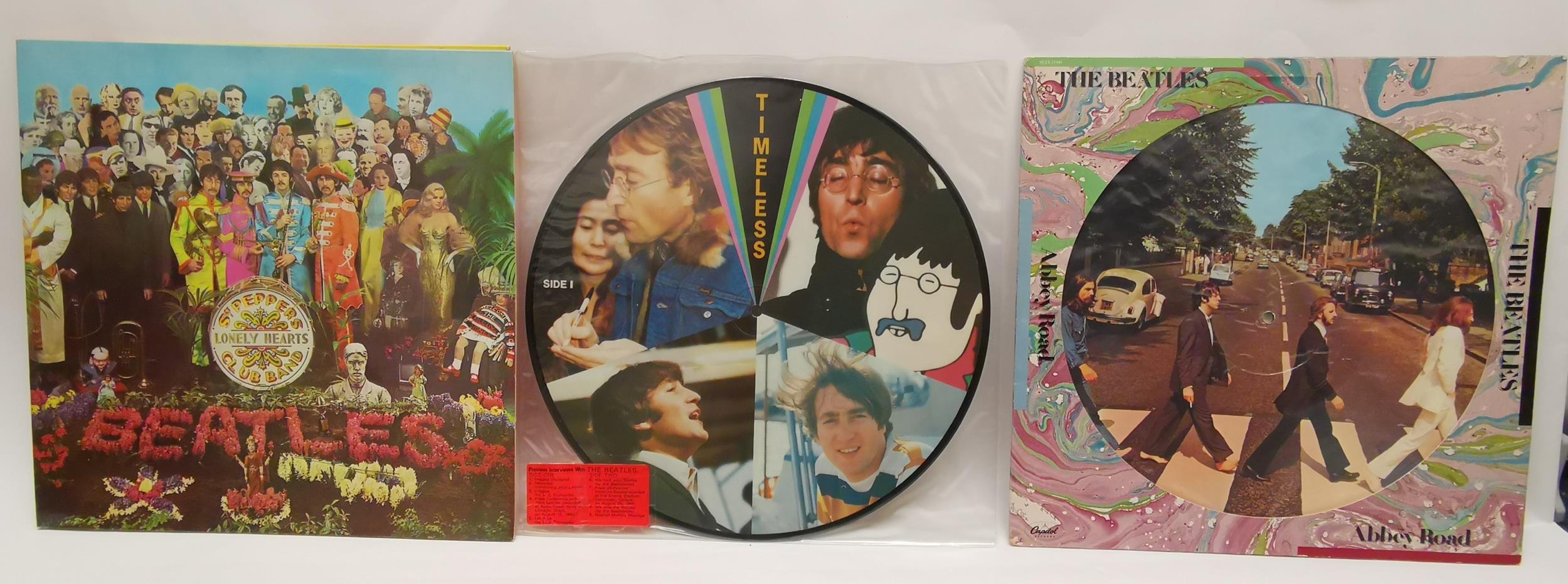 Three Beatles albums to include 'Abbey Road', 1978 US picture disc, Sleeve: VG+ Disc: VG+, 'SGT