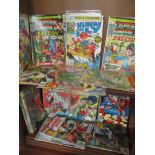 A selection of comics to include Marvel, Captain America, The Invisible Man, Super Villain, Team