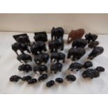 A collection of carved ebony models of elephants, Location, CF