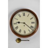 A Victorian mahogany dial clock having a 12 inch painted dial with Roman numerals and chain fusee