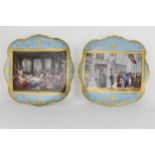 A pair of late 19th century French porcelain dishes, each with an allegorical scene, the Romans of