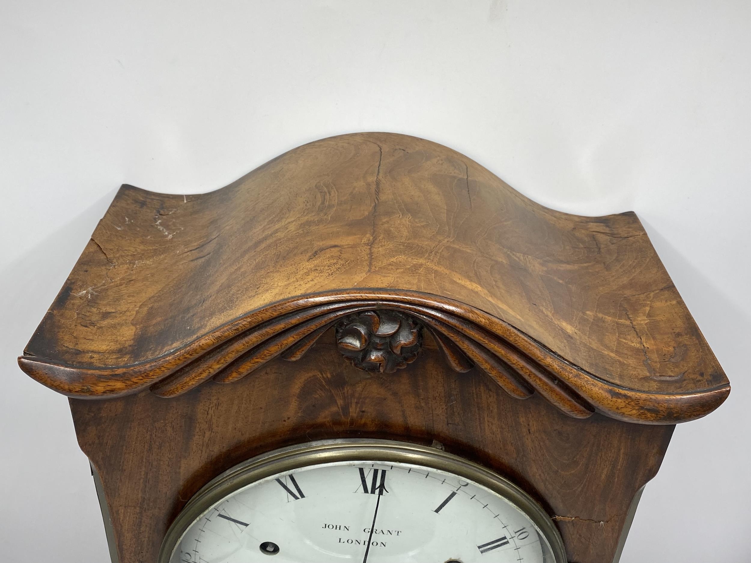 An interesting Regency mahogany bracket clock, the white 8 inch enamel dial signed 'John Grant - Image 3 of 11