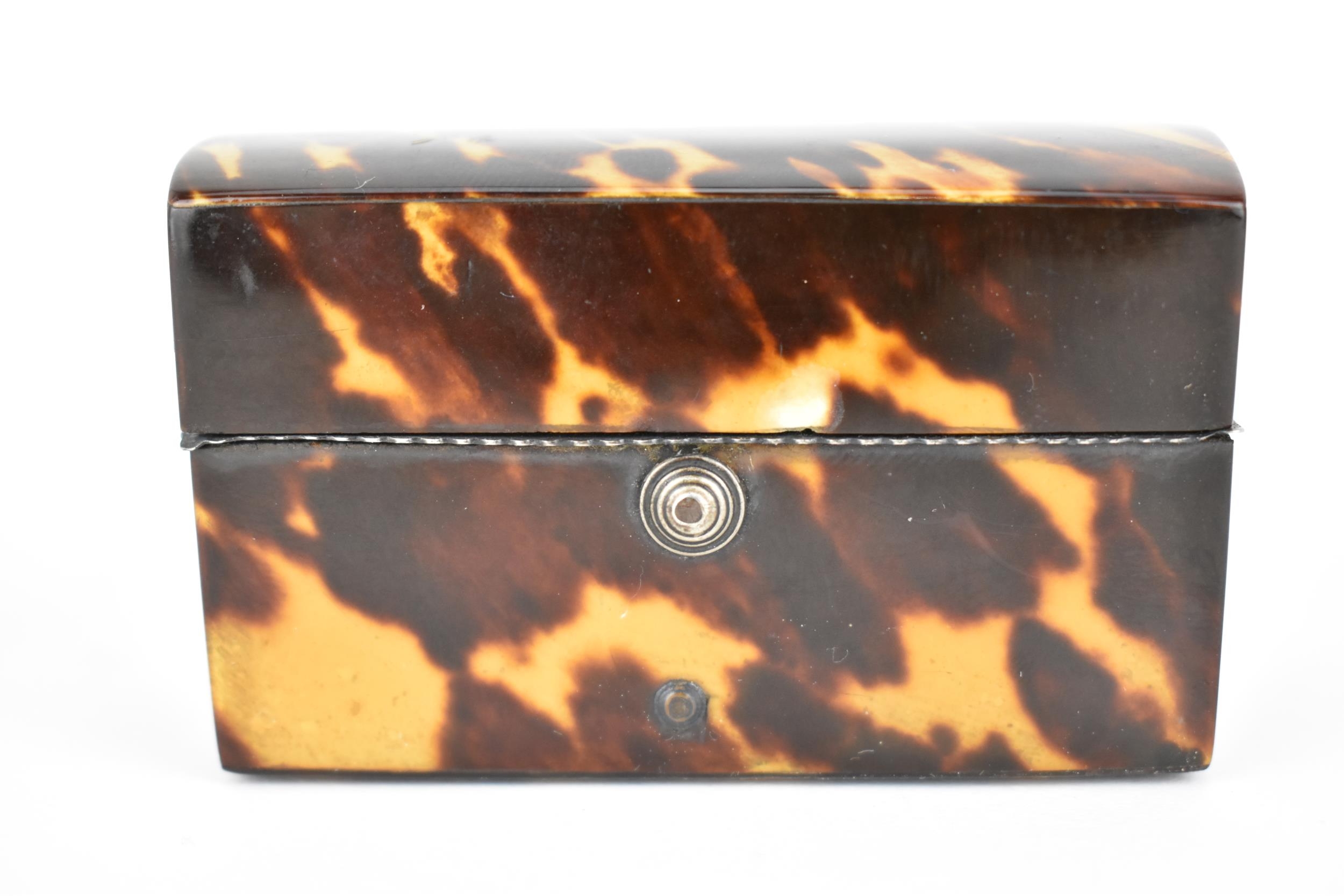 A 19th century tortoise shell cased travellers pen set, the arched topped box enclosing two - Image 6 of 11