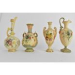 Four late 19th/early 20th century Royal Worcester blush ivory glazed vases and jugs of small