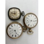 Three early 20th century open faced pocket watches to include an Art Deco Waltham and two gold